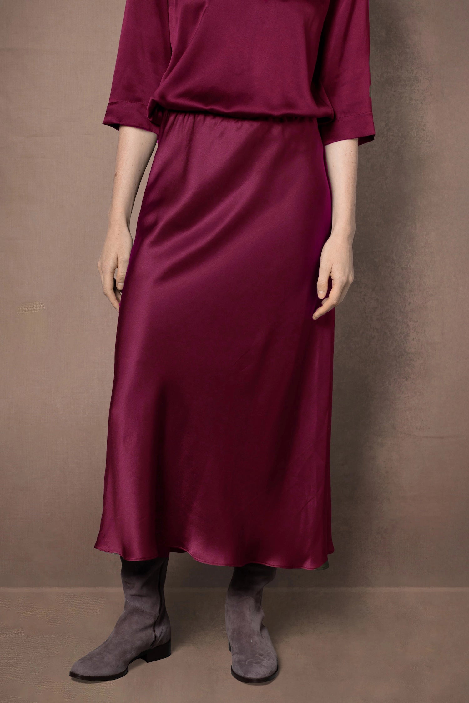 100% Silk Skirt in Maroon