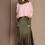 Green silk skirt