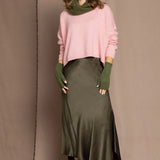 Green silk skirt