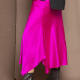 Síoda Asymmetrical Silk Skirt | Cerise