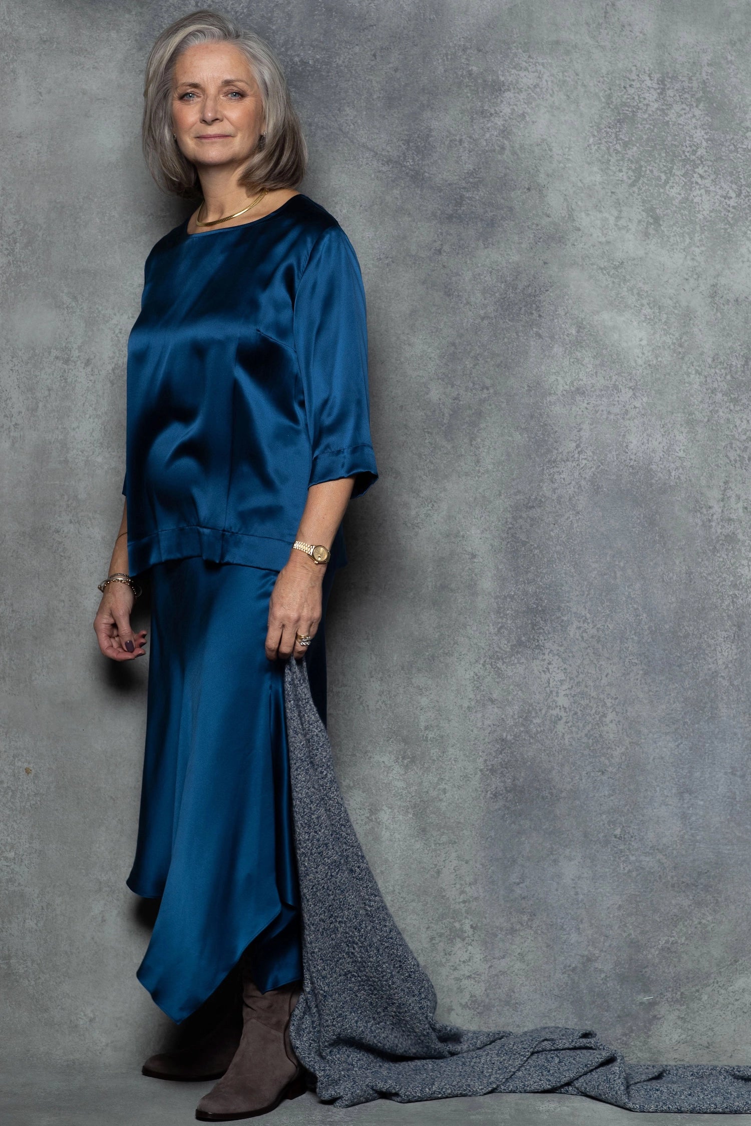 Silk skirt teal