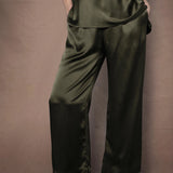 Síoda Silk Wide Leg Trouser | Dark Khaki