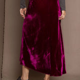 silk velvet skirt in hot pink