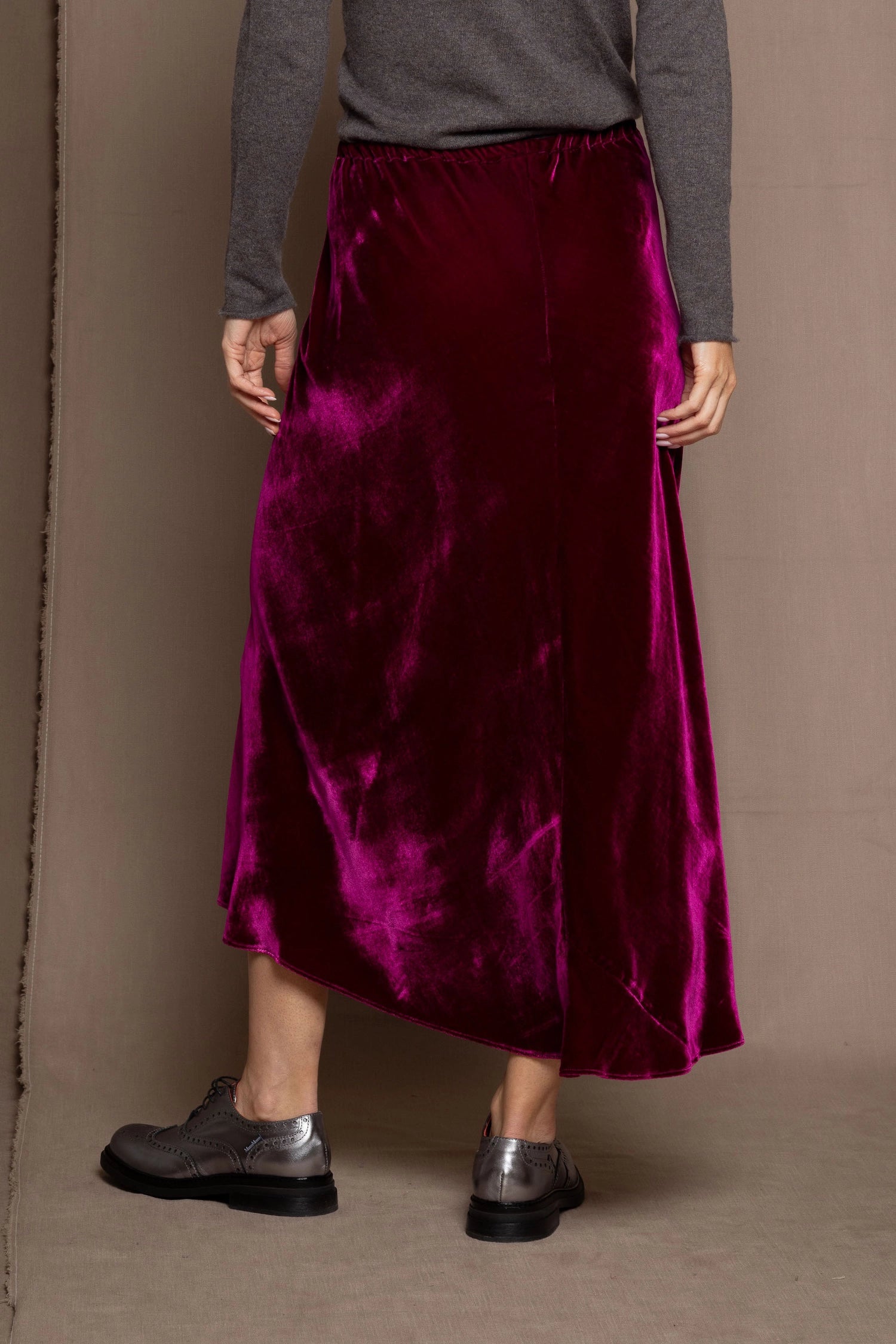 silk velvet skirt in hot pink