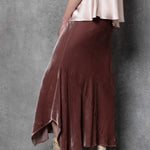 Silk Velvet Midi Skirt in Dusty Pink