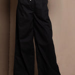 black silk wide trousers