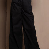 black silk wide trousers