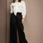 black silk wide trousers
