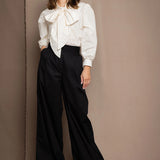 black silk wide trousers