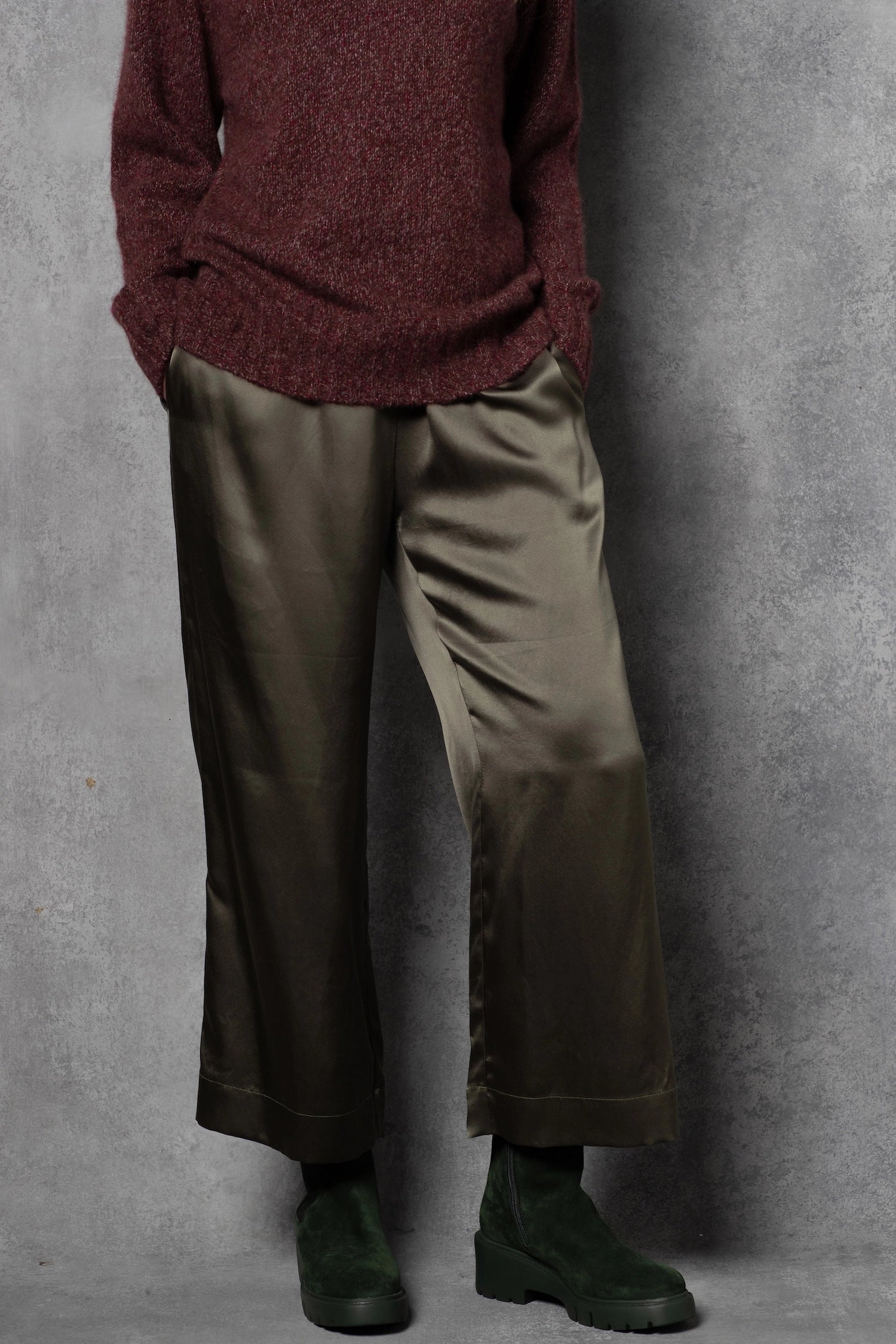 Luxury Silk Trouser Pants in green