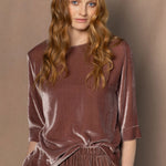 Luxury Silk Velvet Top in Dusty Pink