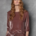 Luxury Silk Velvet Top in Dusty Pink