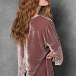 Luxury Silk Velvet Top in Dusty Pink