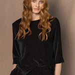 Luxury Silk Velvet Top in Black