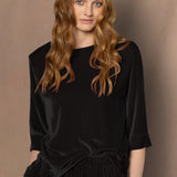 Luxury Silk Velvet Top in Black