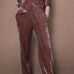 Luxury Silk Velvet Trousers in Dusty Pink