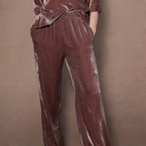 Luxury Silk Velvet Trousers in Dusty Pink