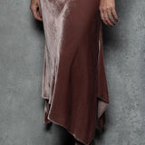 Silk Velvet Asymmetrical Skirt | Rose Nude