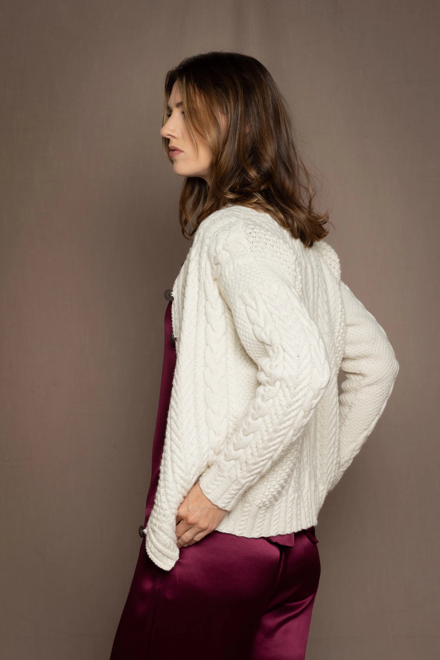 cashmere aran sweater in cream