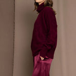 Cashmere turtleneck sweater in wine colour