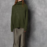 Oversized Cashmere Turtleneck Sweater in Green