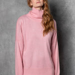 Oversized Cashmere Turtleneck Sweater in Pink