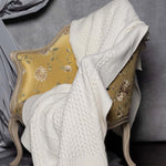 Cashmere Aran Throw Blanket in Cream