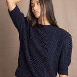 Audrey Short Sleeve Cashmere Aran Sweater