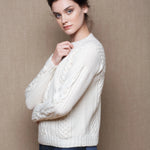 Cashmere Aran Irish Sweater in Cream