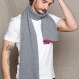 Luxury Mens Cashmere Scarf Grey and Pink