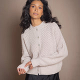 Blackberry Cashmere Aran Cardigan | Marshmallow