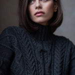 Handknit Irish Cashmere Aran Sweater Charcoal