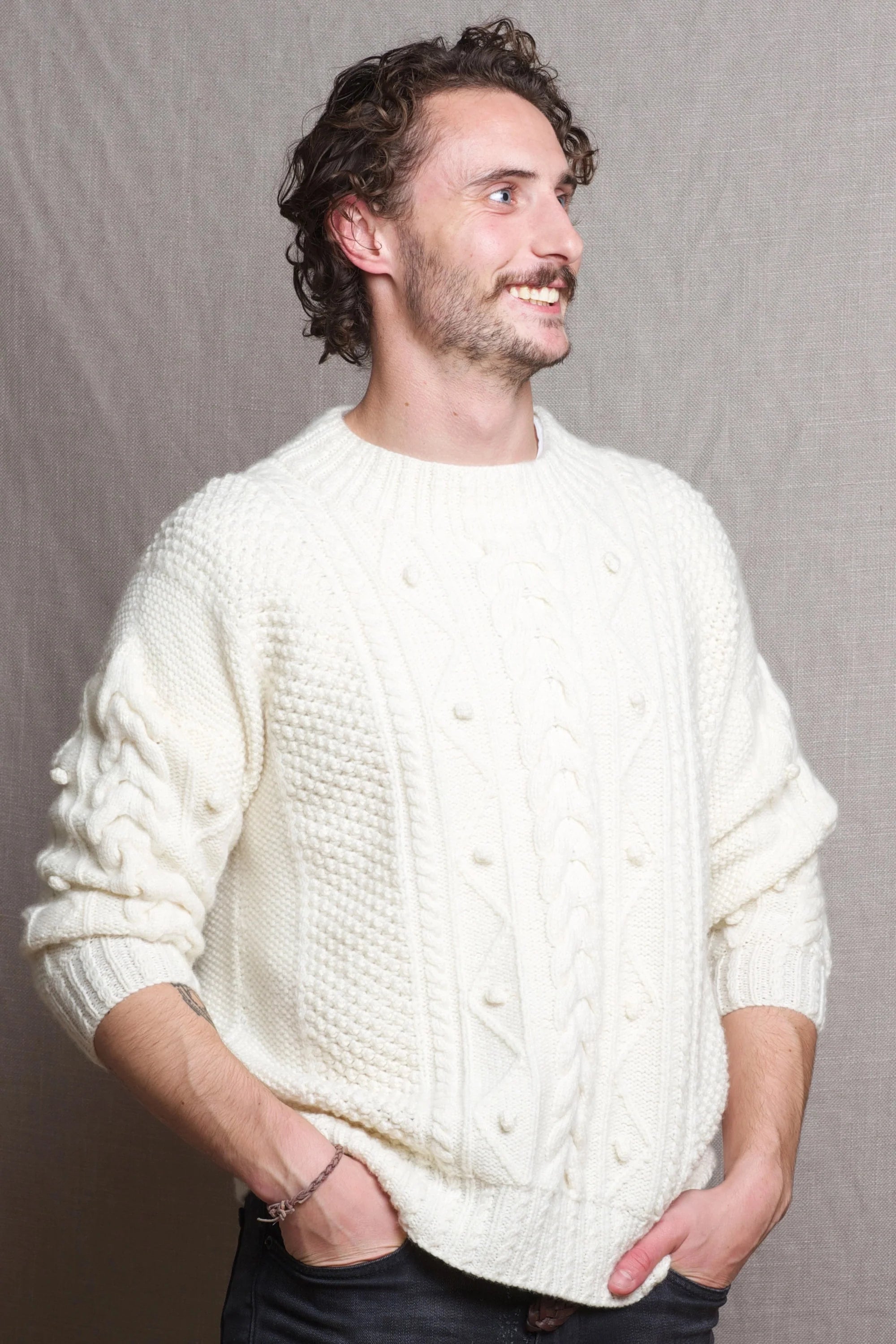 Cashmere Irish Aran Sweater for Men