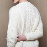 Luxury Cashmere Unisex Aran Sweater in Cream