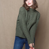 Handknit Irish Cashmere Aran Sweater Green