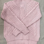 Handknit Irish Cashmere Aran Sweater in Pink