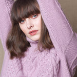 Handknit Irish Cashmere Aran Sweater in Purple