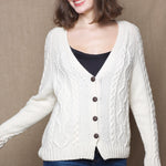 Luxury Cashmere Aran Irish Sweater in Cream