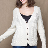 Luxury Cashmere Aran Irish Sweater in Cream