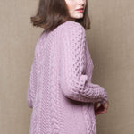 Luxury Cashmere Aran Irish Sweater in Purple
