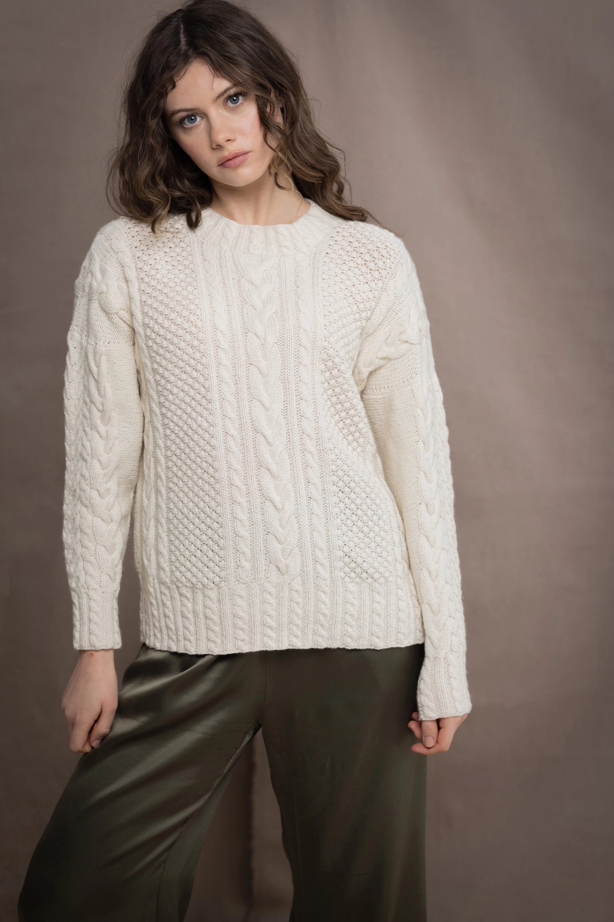 Scéal Cashmere Aran Crew Neck Sweater