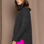 Dark Grey Cashmere  Aran Sweater