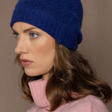 cashmere beanie hat in bright blue