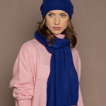 cashmere beanie hat in bright blue