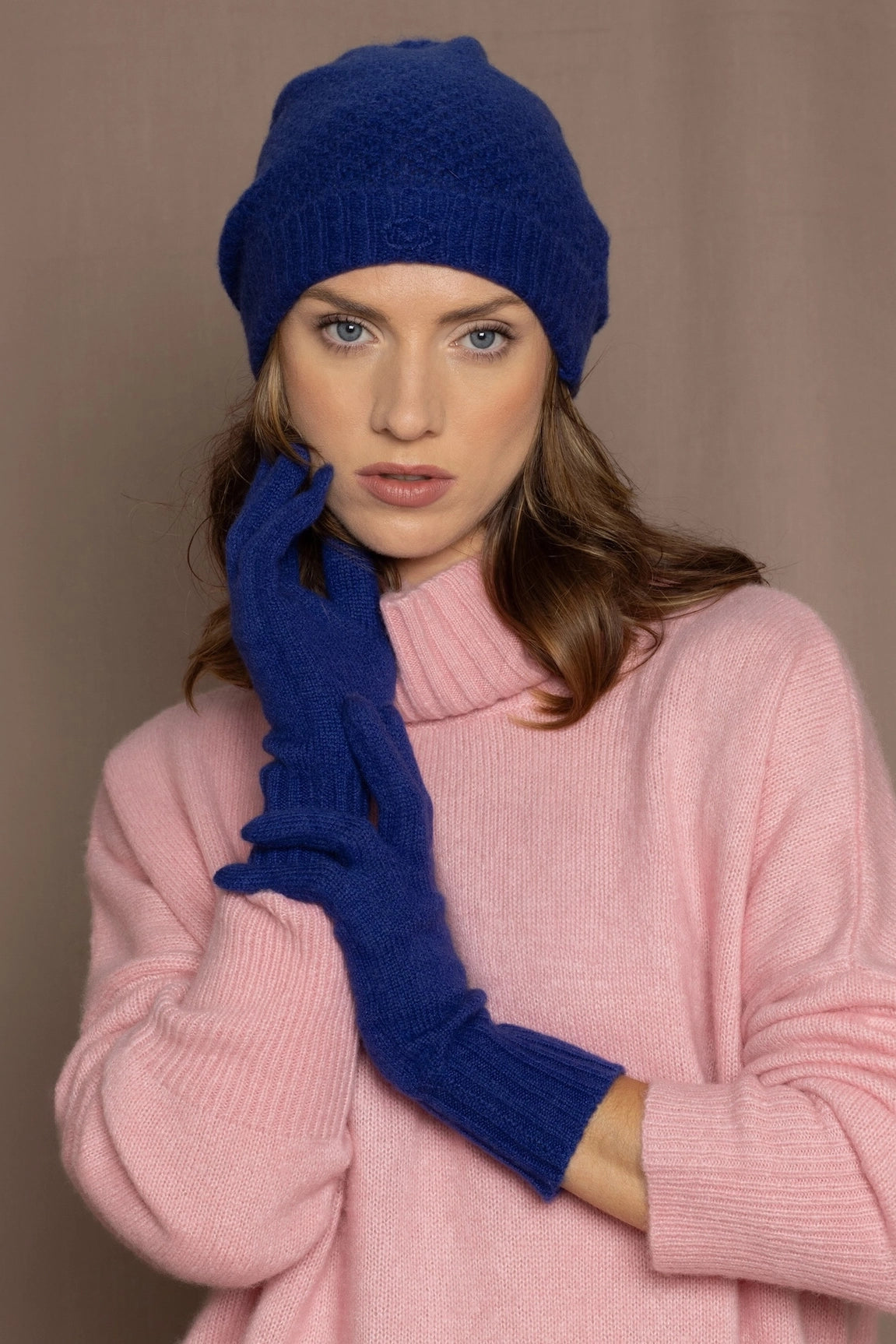 Cashmere beanie hats and gloves