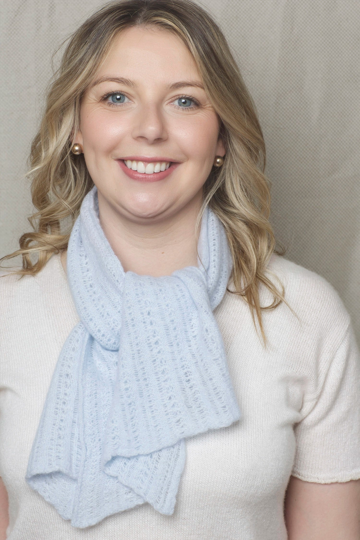 small cashmere lace scarf in pale blue