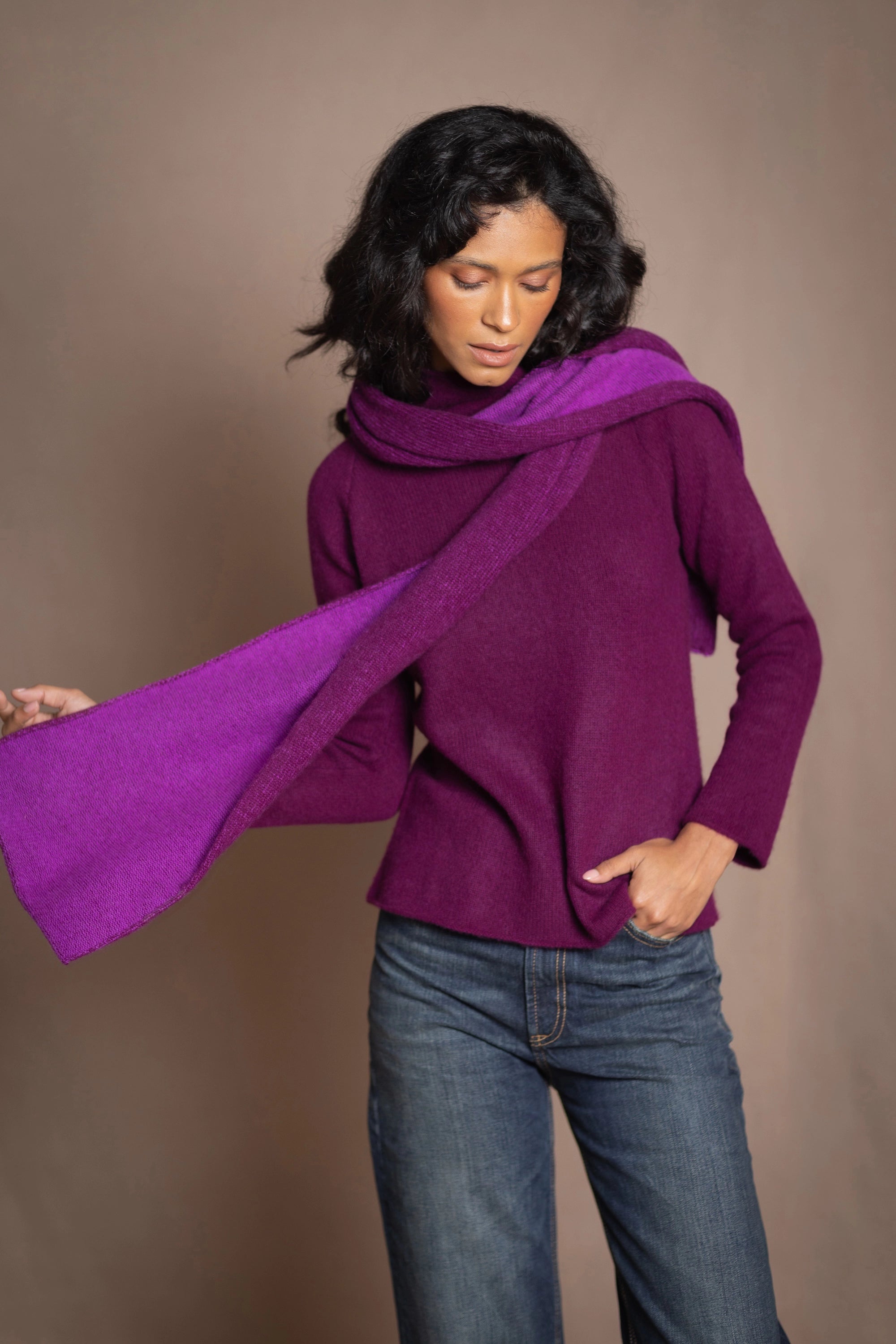 Full Bloom Cashmere Scarf | Beetroot/Royal Purple