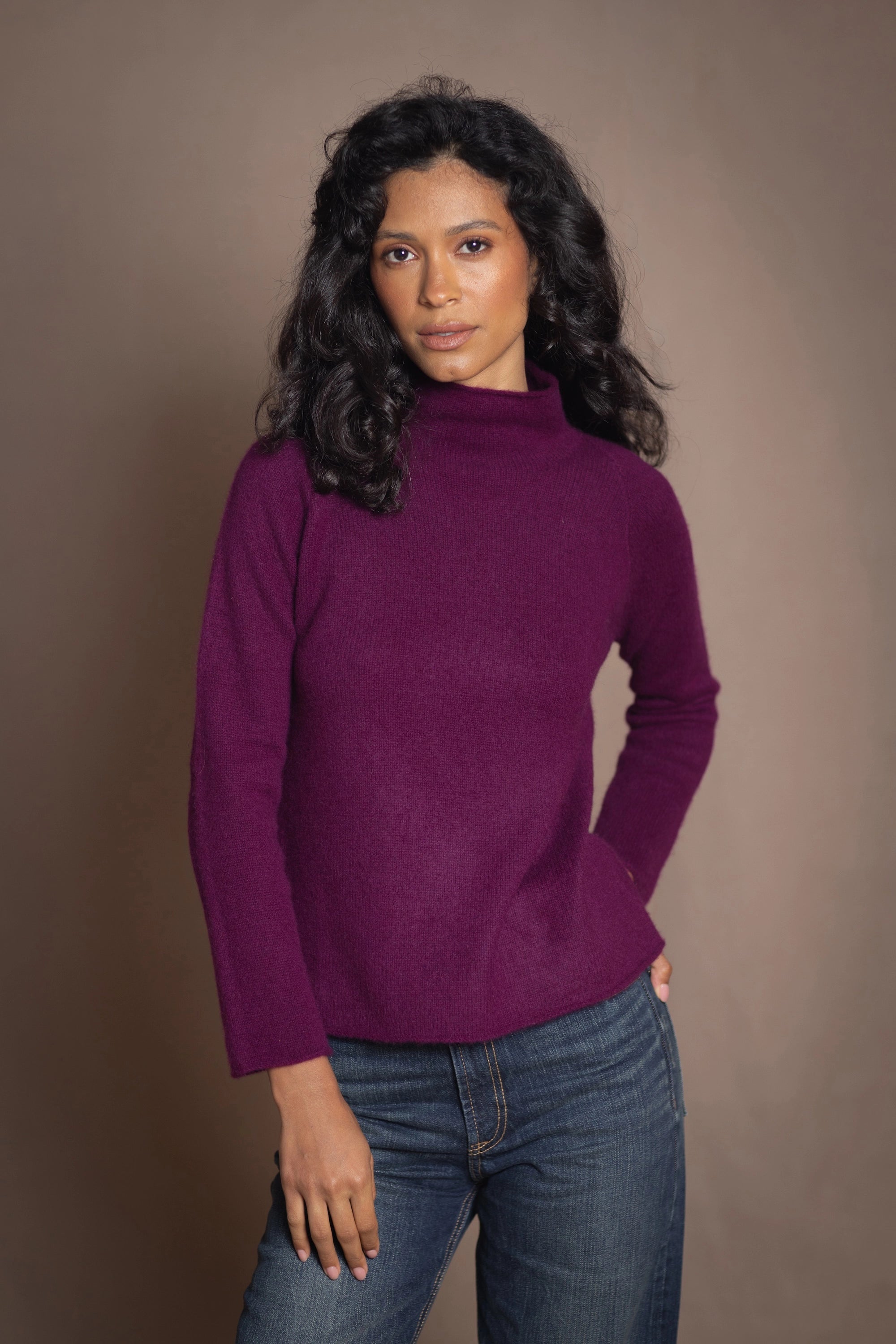 Full Bloom Cashmere Turtleneck Sweater | Beetroot
