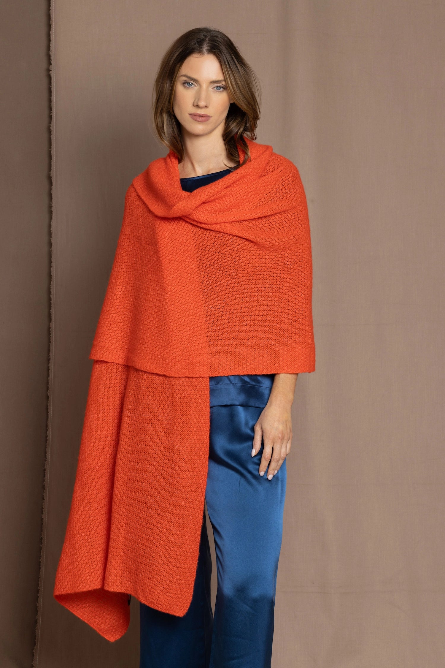 Cashmere Wrap Shawl in Orange