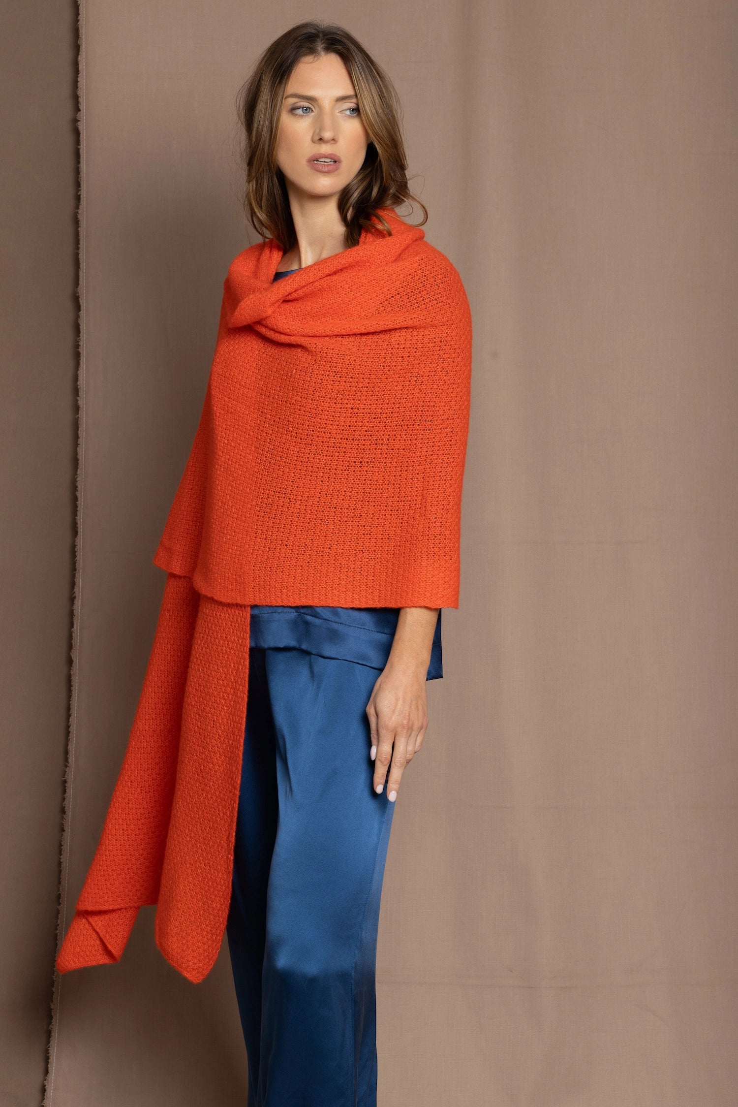 Cashmere Wrap Shawl in Orange